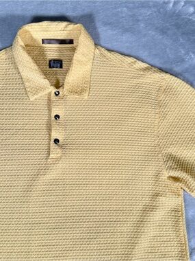 Tiger Woods Collection Textured Polo Shirt Mens L Performance Golf Yellow